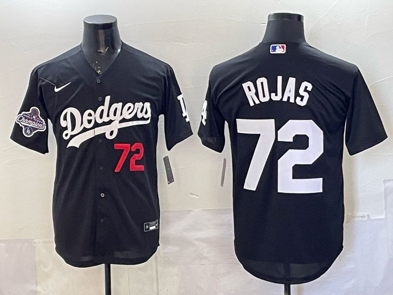 Men 2026 Nike Los Angeles Dodgers #72 Rojas Black Game MLB Jersey 07